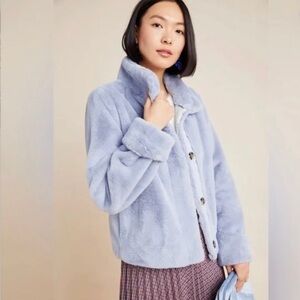 Anthropologie Light blue fuzzy jacket